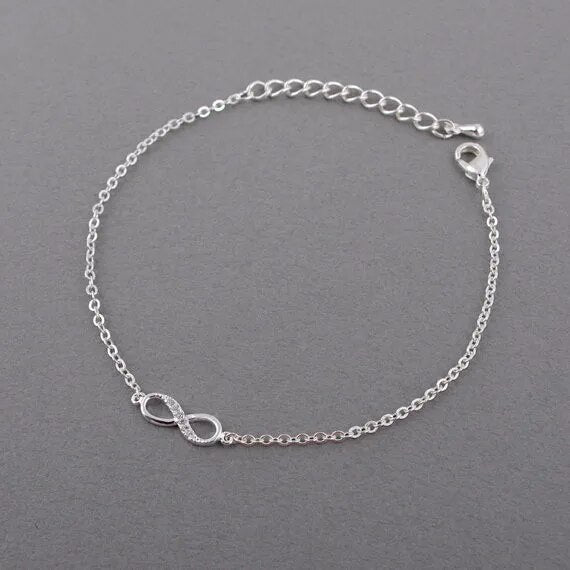 Kinitial Hot Infinity número 8 pulsera de cadena CZ Infinity pulseras para Mujeres Hombres pulseras de la amistad joyería de encanto bohemio