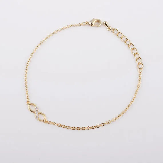 Kinitial Hot Infinity número 8 pulsera de cadena CZ Infinity pulseras para Mujeres Hombres pulseras de la amistad joyería de encanto bohemio