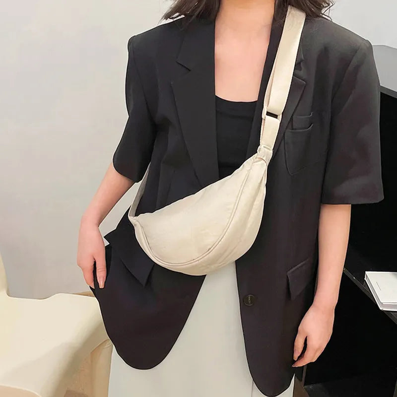 Bolso de hombro Hobos de nailon para mujer, bandolera de viaje de gran capacidad, cinturón de media luna, bandolera
