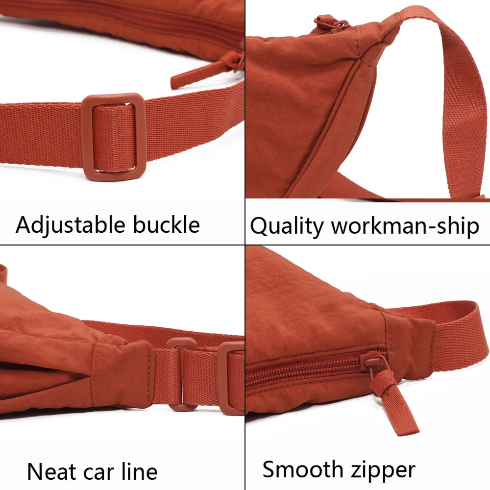 Bolso de hombro Hobos de nailon para mujer, bandolera de viaje de gran capacidad, cinturón de media luna, bandolera