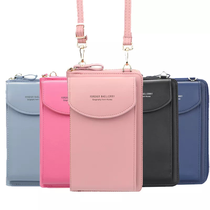 Portefeuille en cuir pour femmes, Mini sacs à bandoulière, sangles pour téléphone portable, grands porte-cartes, sac à main, poches d'argent, petits sacs pour filles