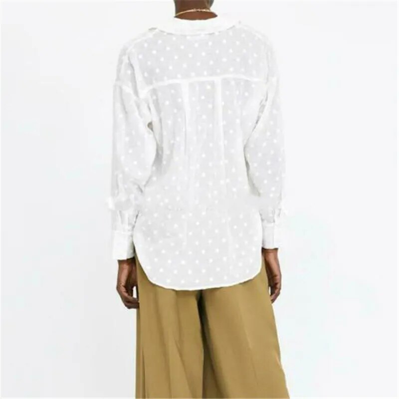 Polka Dot Blouses Elegant White OL Shirt