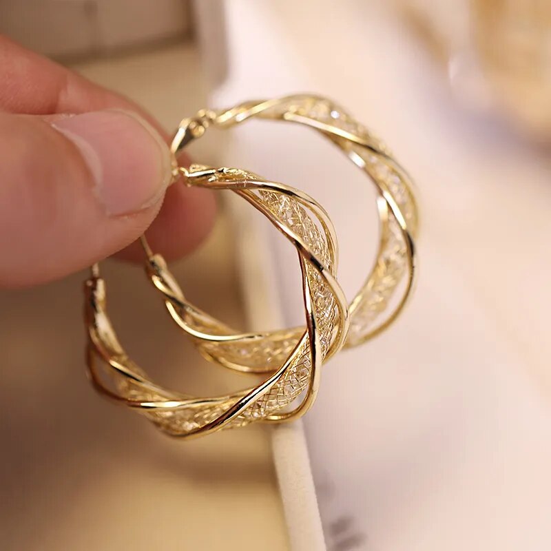 Geometric Twisting Hoop Earrings