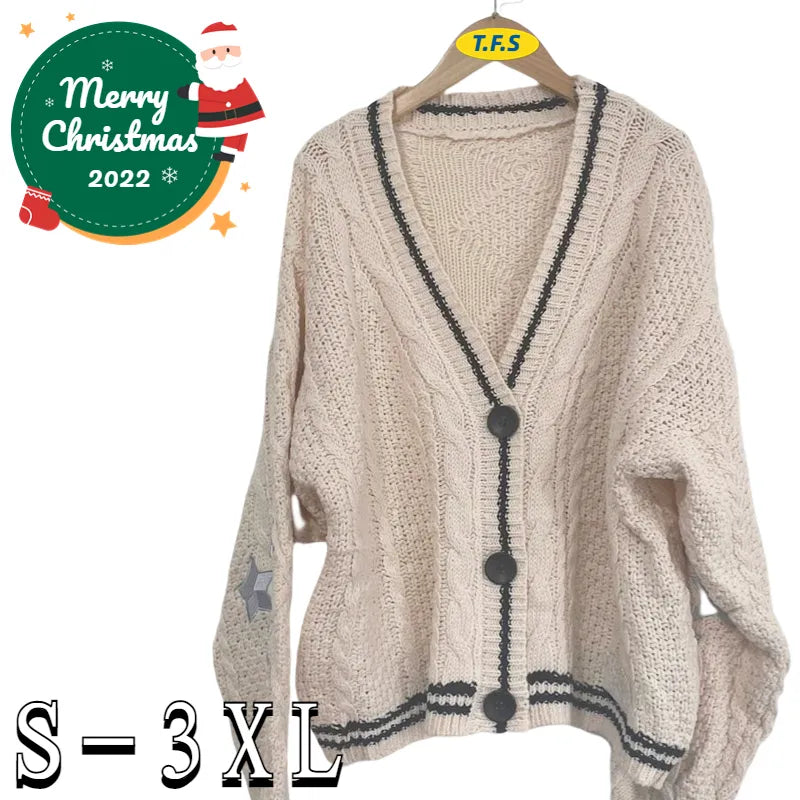 Slight Strech  Loose Fit V-neck Swif T Sweater