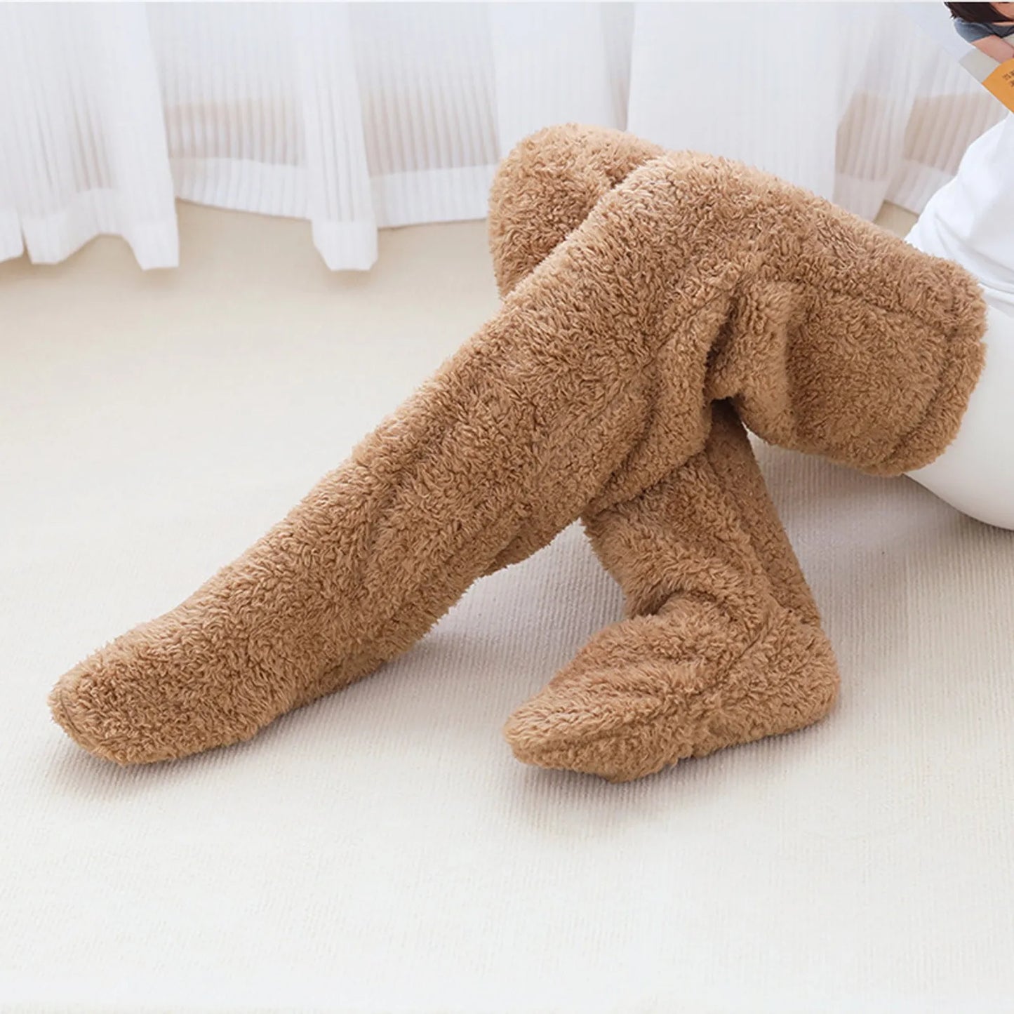 Fluffy Coral Fleece Teddy Legs Long Cozy Socks