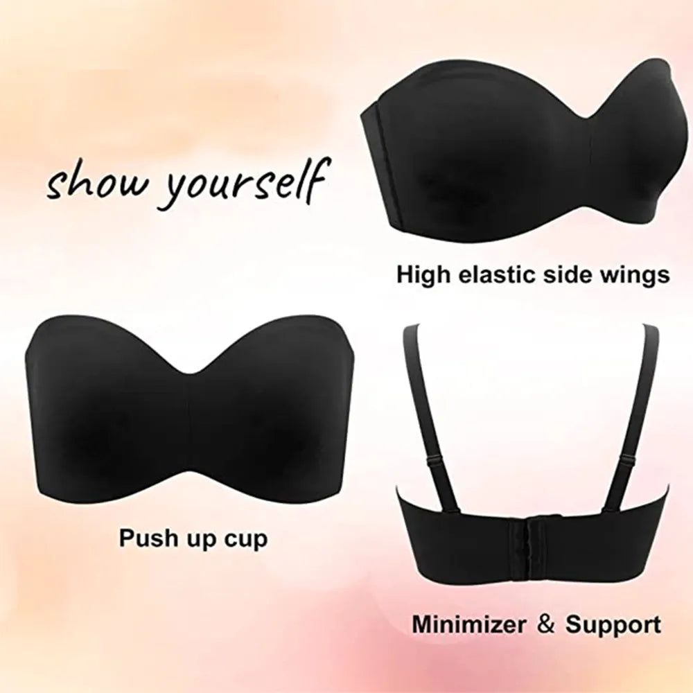 CurveComfort - Plus Size Detachable-Strap Bandeau Bra