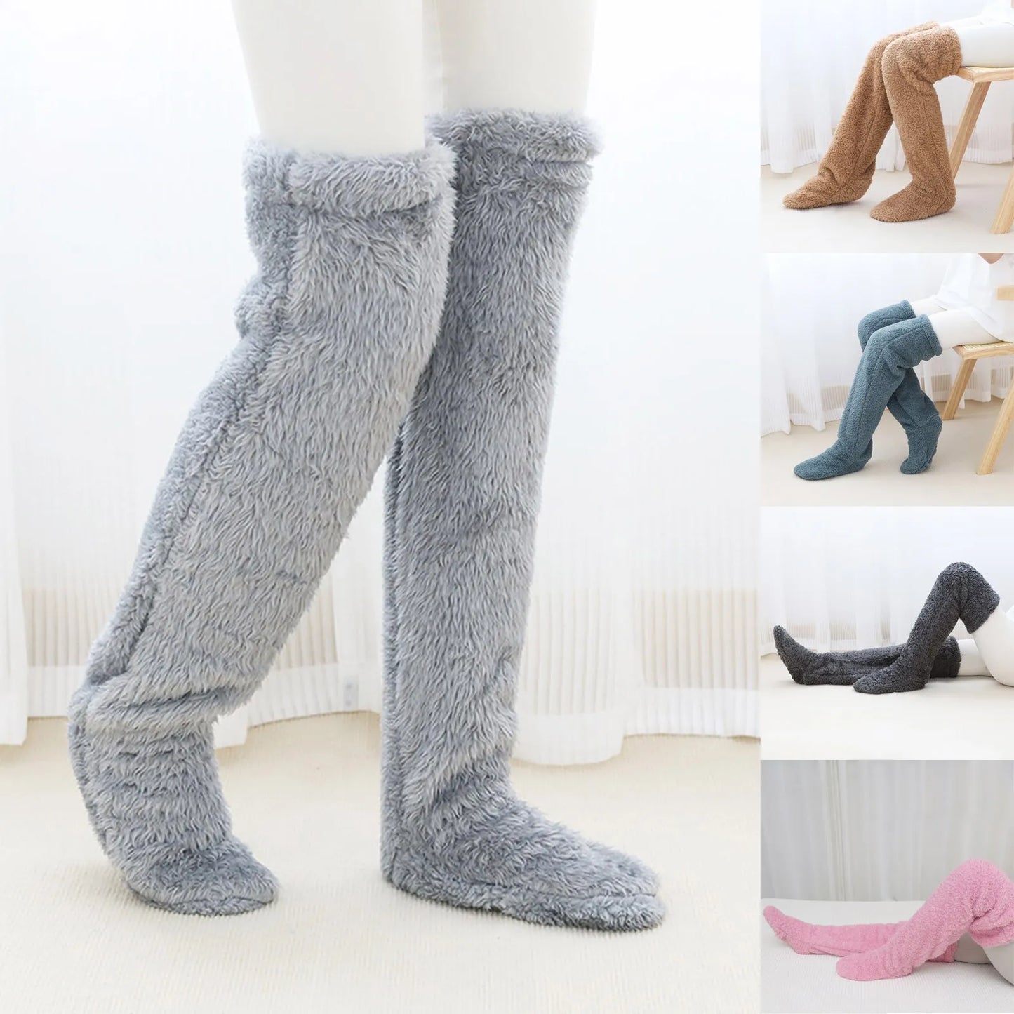 Fluffy Coral Fleece Teddy Legs Long Cozy Socks