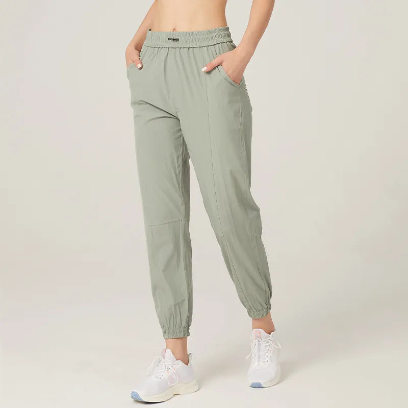 DailyJogs - Pantalon de jogging froncé à la taille avec cordon de serrage à séchage rapide pour femmes