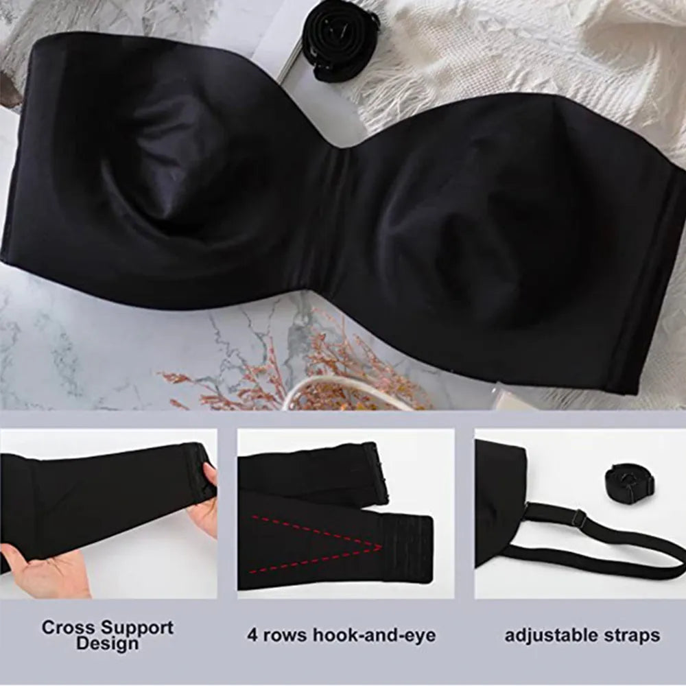 CurveComfort - Sujetador bandeau con tiras desmontables de talla grande