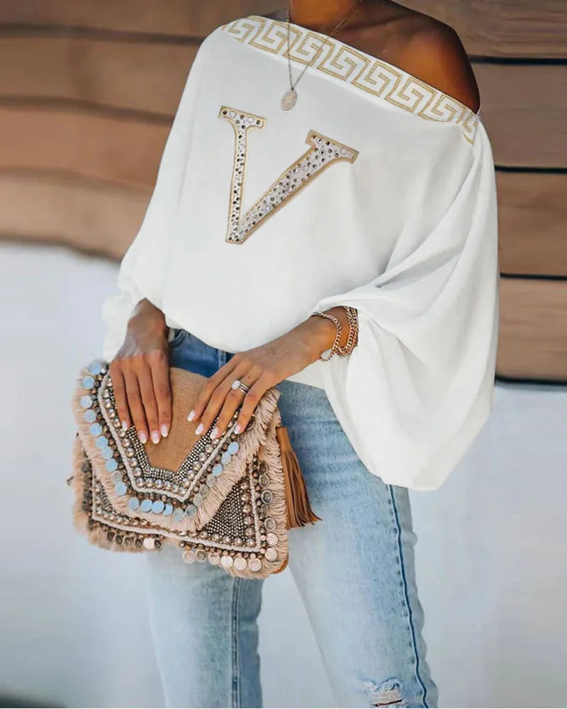 White trend-neck Long Sleeve T-shirts