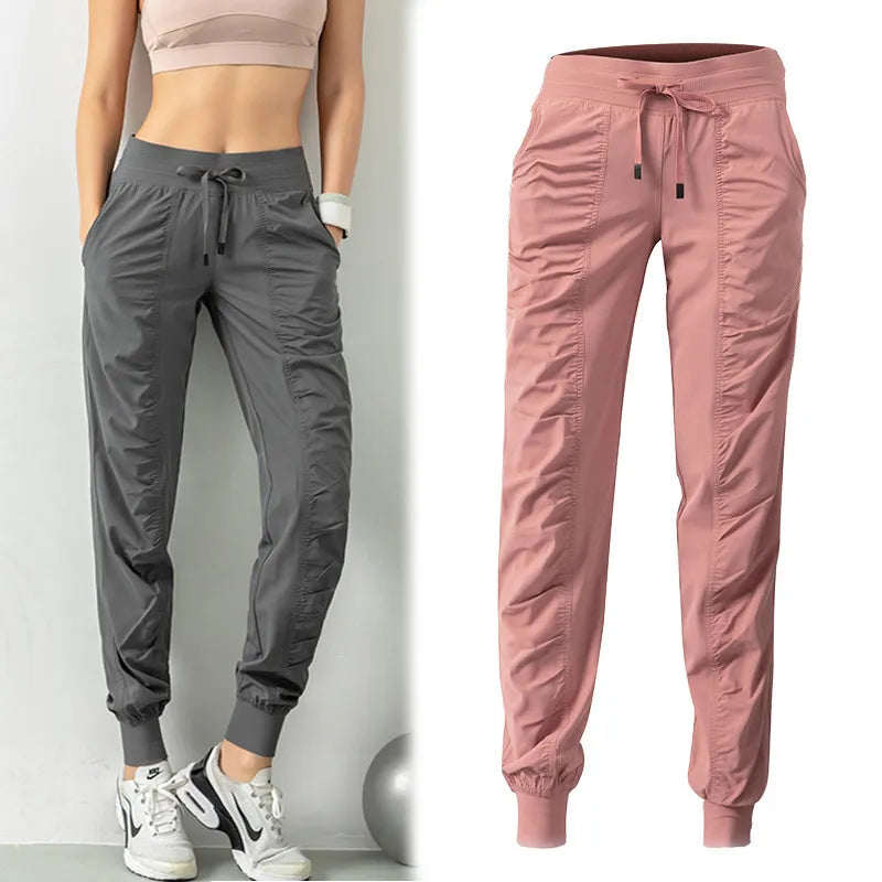 DailyJogs - Joggers de mujer fruncidos con cintura con cordón y secado rápido