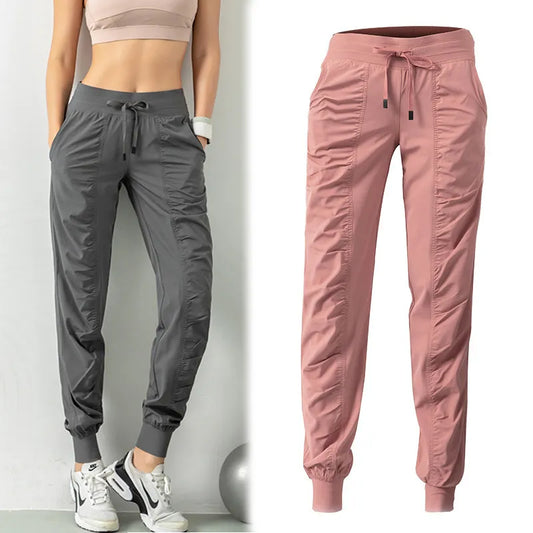 DailyJogs - Quick-Dry Drawstring Waist Ruched Women's Joggers